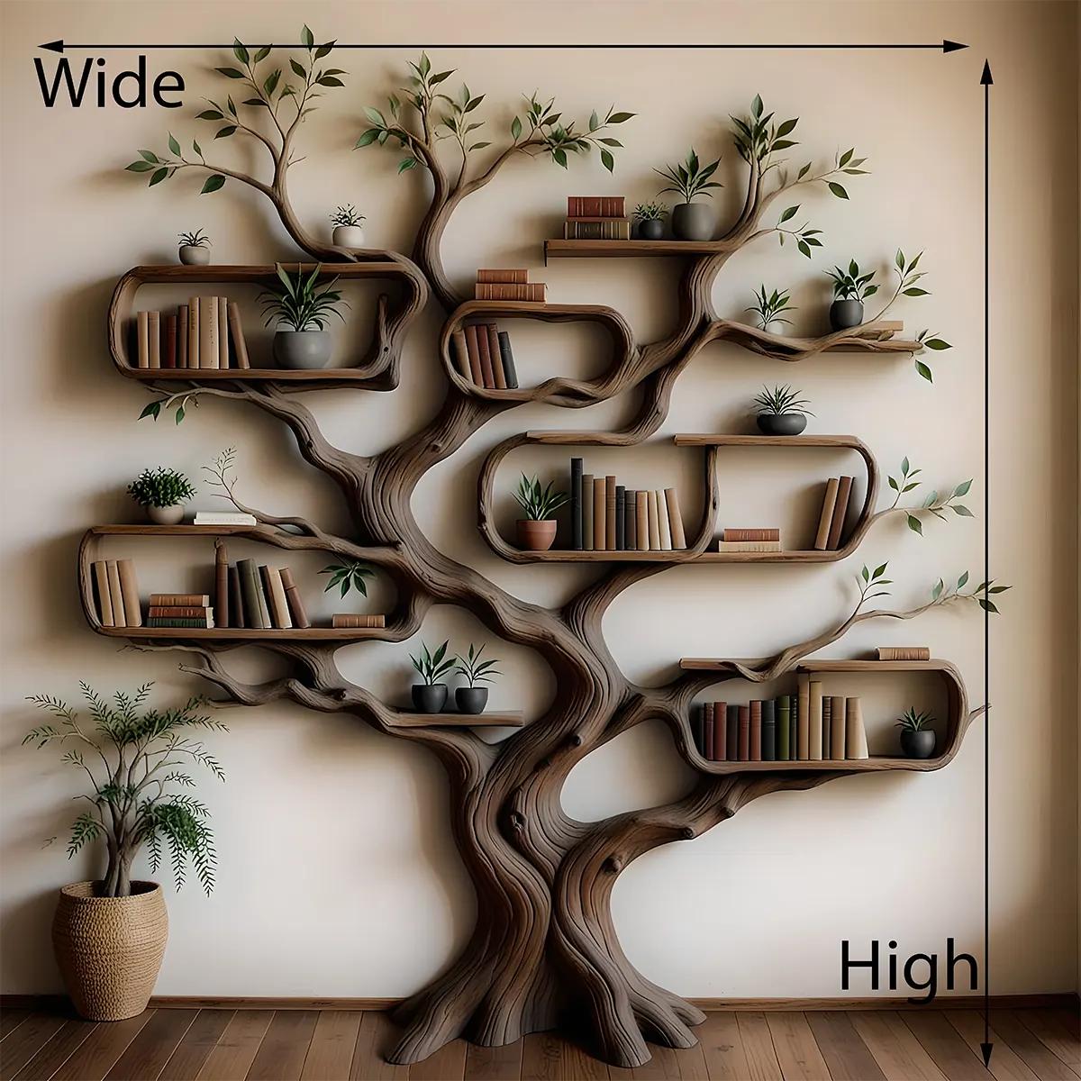 Decorative Tree Bookshelf – Artistic Design, Natural Tree Bookcase For Living Room & Children