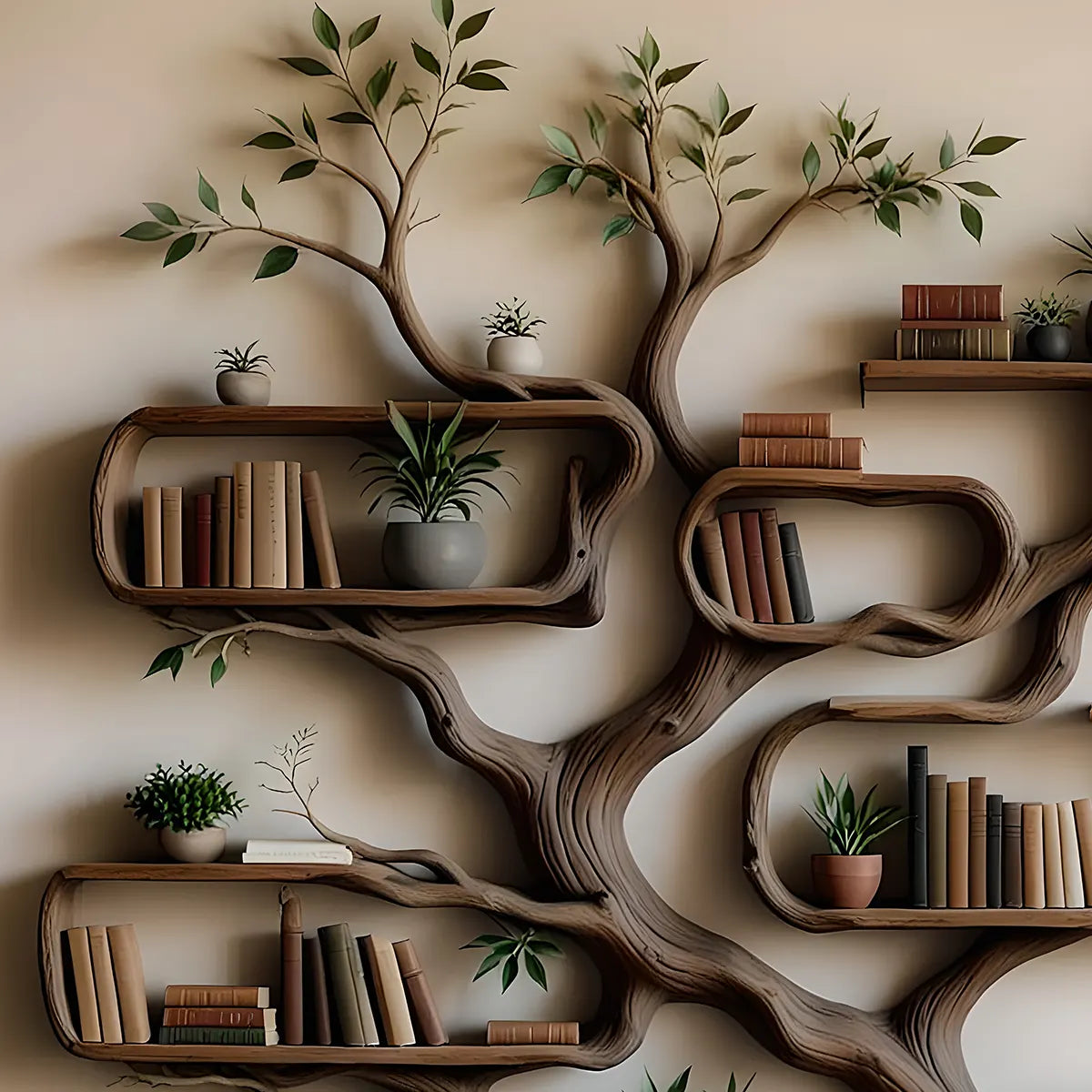 Decorative Tree Bookshelf – Artistic Design, Natural Tree Bookcase For Living Room & Children