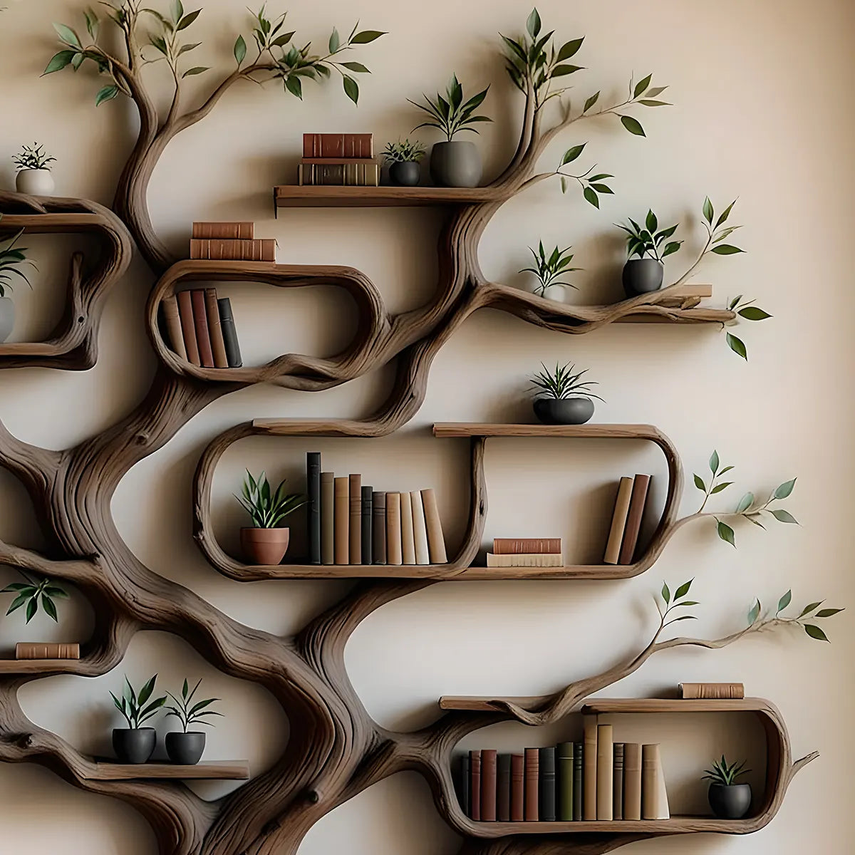 Decorative Tree Bookshelf – Artistic Design, Natural Tree Bookcase For Living Room & Children