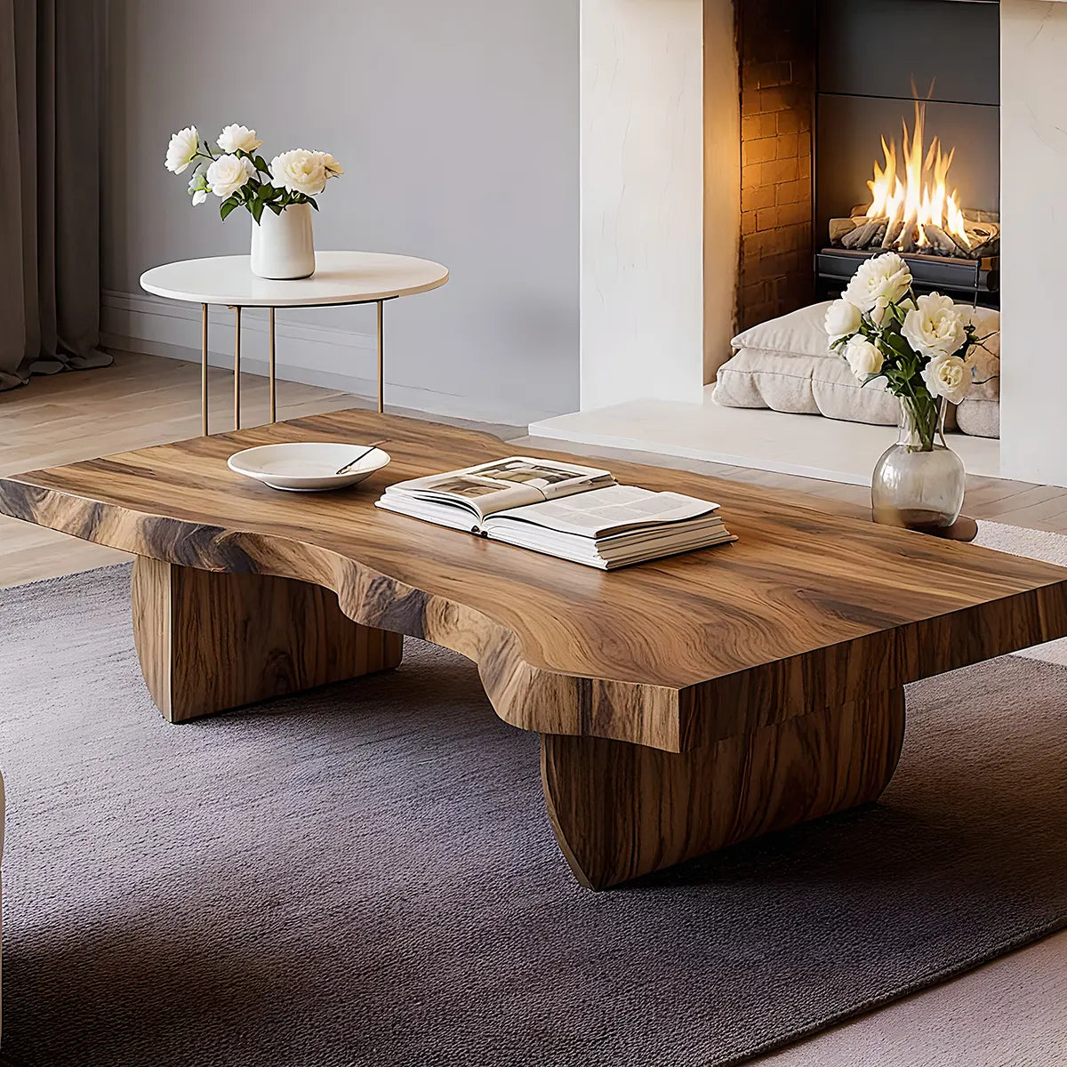 Luxurious Live-Edge Natural Wood Tea Table