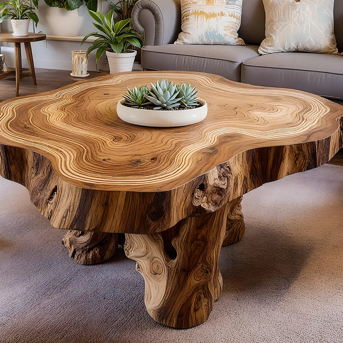 Live‑Edge Premium Natural Wood Tea Table – Unique Design