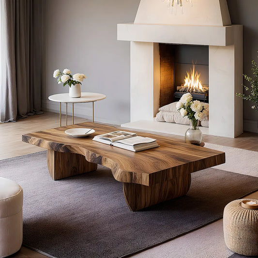 Luxurious Live-Edge Natural Wood Tea Table