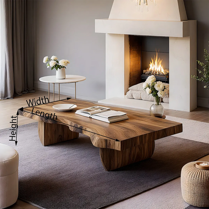Luxurious Live-Edge Natural Wood Tea Table